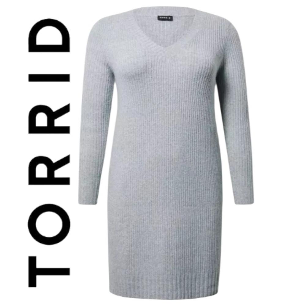 Torrid Grey Cashmere Sweater Soft Knit Mini Dress Vegan Plus Size